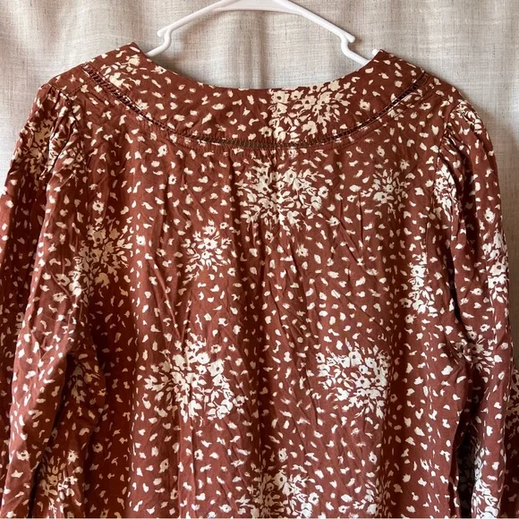 Knox Rose | Linen Blend Rusty Brown Cheetah Print Dress 3/4 Sleeves Women Large - Picture 7 of 8